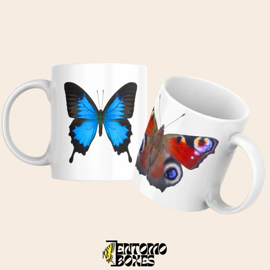 ceramic mug with butterflies